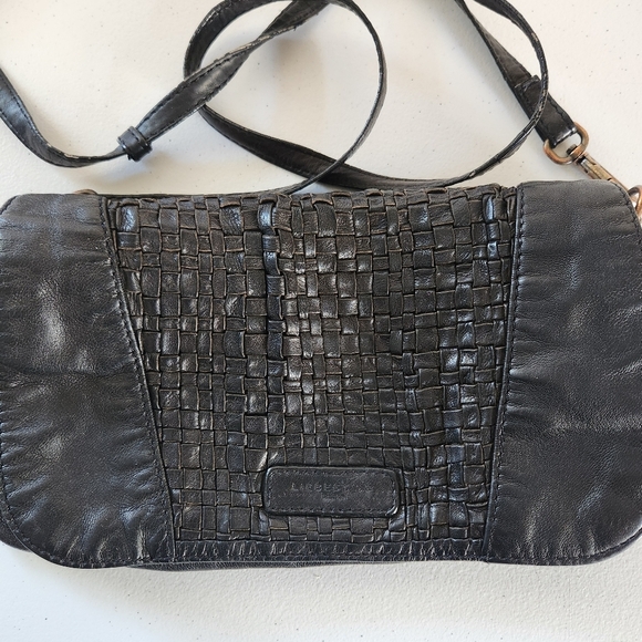 Liebeskind Berlin Sheep Leather Woven Shoulder Bag Crossbody Purse Black Boho - Picture 13 of 13